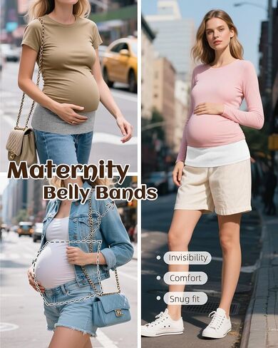 3 Pack Maternity Belly Bands for Pregnant Women Cotton Stretch Ribbed Pregnancy Support Belt Pants Extender in Kuwait
