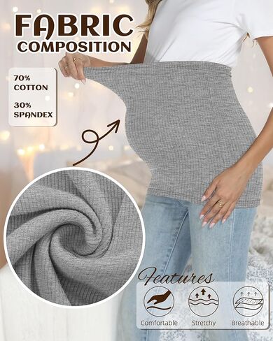 3 Pack Maternity Belly Bands for Pregnant Women Cotton Stretch Ribbed Pregnancy Support Belt Pants Extender in Kuwait