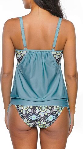 Zando Bathing Suit for Women Tankini Swimsuit for Women Crewneck Two Piece Bathing Suit Tummy Control Tankini Top with Shorts in Saudi Arabia