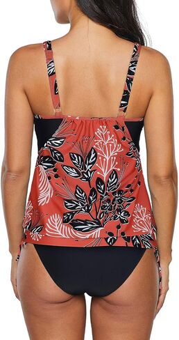 Zando Bathing Suit for Women Tankini Swimsuit for Women Crewneck Two Piece Bathing Suit Tummy Control Tankini Top with Shorts in Saudi Arabia