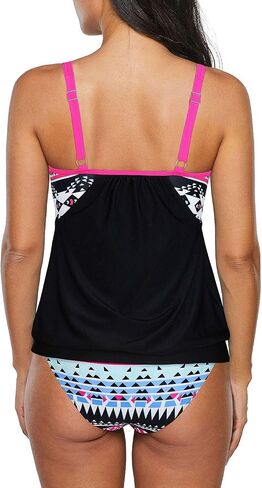 بدلة الاستحمام Zando للنساء Tankini Swimsuit للنساء Crewneck من قطعتين بدلة السباحة البطن Tankini أعلى مع السراويل القصيرة in Saudi Arabia