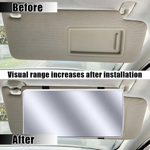 Car Sun Visor Vanity Mirror, Vehicle Sun-Shading Cosmetic Makeup Mirror with Straps, Large Automotive Interior Rear View Mirror Travel Accessories, Universal for SUV, Sedan, Truck (Black) in Kuwait