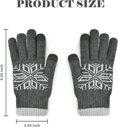 Winter Wool Knit Gloves for Men Women, Fleece Lined Warm Stretchy Glove with Touch Screen Fingers for Driving Texting in Saudi Arabia