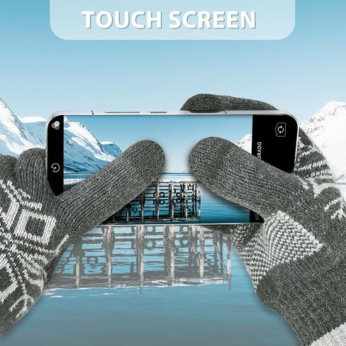 Winter Wool Knit Gloves for Men Women, Fleece Lined Warm Stretchy Glove with Touch Screen Fingers for Driving Texting in Saudi Arabia