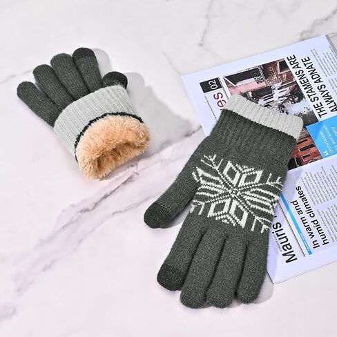 Winter Wool Knit Gloves for Men Women, Fleece Lined Warm Stretchy Glove with Touch Screen Fingers for Driving Texting in Saudi Arabia