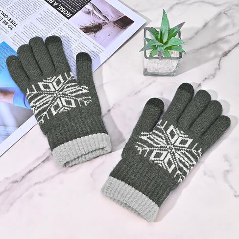 Winter Wool Knit Gloves for Men Women, Fleece Lined Warm Stretchy Glove with Touch Screen Fingers for Driving Texting in Saudi Arabia