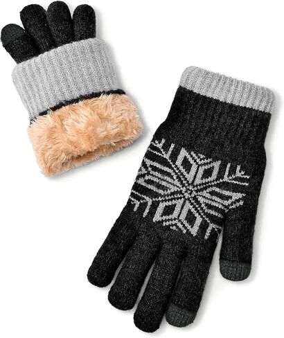 Winter Wool Knit Gloves for Men Women, Fleece Lined Warm Stretchy Glove with Touch Screen Fingers for Driving Texting in Kuwait