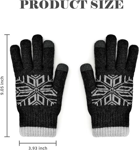 Winter Wool Knit Gloves for Men Women, Fleece Lined Warm Stretchy Glove with Touch Screen Fingers for Driving Texting in Kuwait