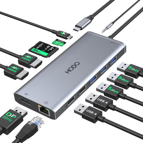 USB C Docking Station Laptop Dual Monitor USB C to USB Adapter Docking Station for Dell,HP,Lenovo,Surface, USB C Hub HDMI Triple Display Multi Monitor Dongle with 4K HDMI,2*DP,VGA,Charging,3*USB 2.0 in Saudi Arabia