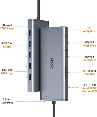 USB C Docking Station Laptop Dual Monitor USB C to USB Adapter Docking Station for Dell,HP,Lenovo,Surface, USB C Hub HDMI Triple Display Multi Monitor Dongle with 4K HDMI,2*DP,VGA,Charging,3*USB 2.0 in Saudi Arabia