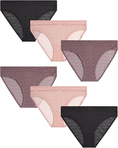 Reebok Womens Bikini Underwear - 6 Pack Lightweight Micro Mesh Bikini Underwear for Women (Sizes: S-XL) in Saudi Arabia