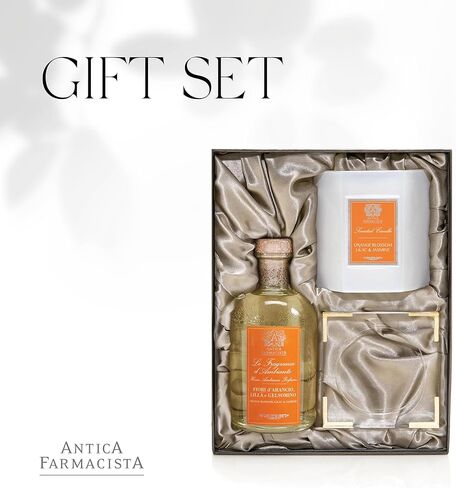 Antica Farmacista Gift Set With Diffuser, Candle and Tray - Lemon Verbena & Cedar in Kuwait
