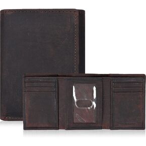 Tri fold Leather Wallet for Men with RFID | Slim Wallets for Men with 1 ID and 6 Credit card slots | Front Pocket Minimalist