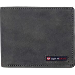 Alpine Swiss Mens Wallet for Men | RFID Protected Leather Mens Wallet | Spencer Bifold with Divided Bill Section | Gift Box | 2 ID Windows | 14 Card & Storage Pockets for Organization