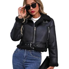 Winter Women Faux Lamb Fur Leather Jacket Warm Warm Shipper Shipper Cost Bomber Aviator Coat