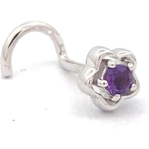 Demira Jewels 2.0MM Semi-Precious Stone Studded in Flower Design Nosepin in 14K Gold and Wire-back.