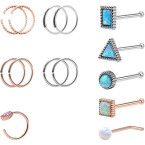Wasolie 15 PCS GEM Rings for Women 316L LANCLEST FEELLAY PAKE OPALNOSE PERCINGES JONDERS MEN MEN MEN RATS.