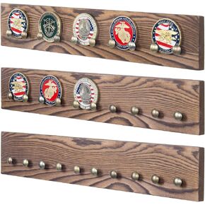 MyGift 5-Tier Wall-Mounted Challenge Coin Holder Display Rack in Vintage Gray Pine Wood in Kuwait