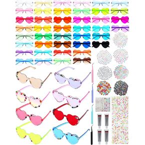 50 Set DIY Sunglasses Kit Popular Singer Party Favors Friendship Heart Sunglasses Crafts for Girls Women