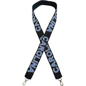 Lashicorn Carolina Black Beaded Purse Strap Blue Letters 49" Pro Football Stadium Approved Clear Bag Panther Gold Hardware Sports College North