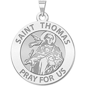 PicturesOnGold.com Saint Thomas Aquinas Religious Medal - 2/3 Inch Size of Dime, Sterling Silver