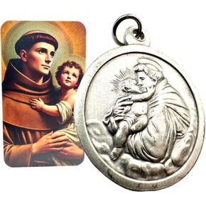 Westmon Works St Anthony Medal Medallion الإيطالية مع قديس القديس من يائس بطاقة الصلاة المقدسة