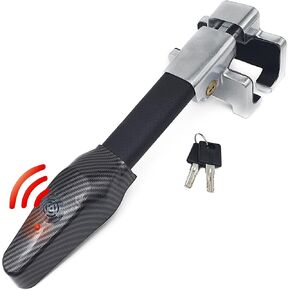 قفل عجلة القيادة Kraser KR830 مع جهاز إنذار ، 120 ديسيبل ، جهاز سيارة مضاد للسرقة ، سهلة الاستخدام للوقاية من سرقة سيارة القفل العالمي لصالح شاحنة السيارة سيارات سيارات السيارة مع 2 مفتاحين أسود