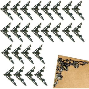 24 PCS Metal Book Worlesors Bronze Decorative Frame Vintage Corner Guards for Albums صور كتب إطارات صور تزيين حرفية