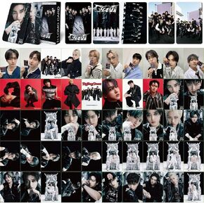 55pcs Stray Kids Cards Photocards Giant Cards Skz Merch Lomo Card for Collection (Black)