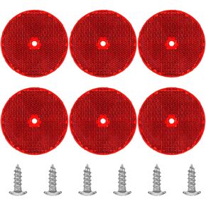 6pcs Red Round Reflectors, High Visibility Safety Reflector with Stainless Steel Screw, Reflective Warning Sign for Driveways, Tunnels, Pillars, Cars, Trailer Reflectors, Mailboxes (3inch)