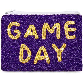 لعبة Game Day Beded Coin Bases Football Pres Pouch Golf Golf Golf Wallet With Zippers Day Football Mom Gifts (Game Day A)