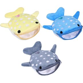 3pcs Plush Plush Coin Presh ، Whale Shark Coin Presh ، محفظة Kawaii مع سلسلة مفاتيح السوست