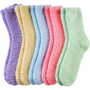 Josnown Fuzzy Socks for Women Cozy Soft Fluffy Slipper Warm Winter Plush Sleep Socks Christmas Gifts for Women, Size 5-10
