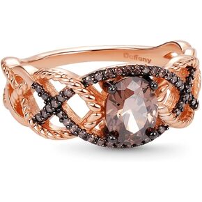 Daffany 18K Rose Gold Overlay Bridal Set with Oval Morganite and Round White Diamond Engagement Ring and Band Ring Set in Rose Gold for Women