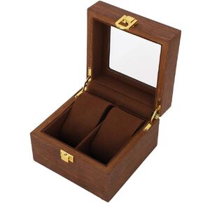 2 Slot Wooden Watch Storage Box, Watch Display Box Case Clamshell Watch Organizer, Watch Gift Box