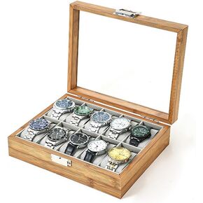 Wooden Handmade Single 3 Watch Storage Box For Men For Women with Large Glass Lid,Travel Watch Display 3 Watch Case Jewelry Gift Box Handcrafted Watch Organizer ProCase Square shape (3slot)