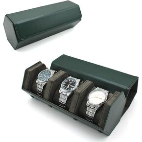 Watch Travel Hexagon Case Portable Organizer - Luxury Watch Hexagon Travel Box Recycled Leather Watch Storage and Display for Men and Women(1Slot-Dark Green)