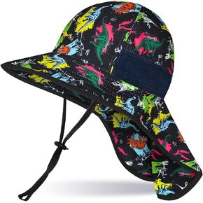 Toddler Baby Sun Hat Kids Summer UPF 50+ for Boys Girls Adjustable Beach Hats with Bucket Wide Brim Age 2-9 Years