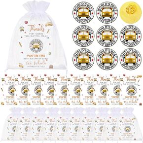 Quelay 24 Sets Bus Driver Appreciation Gifts Includes Bus Driver Lapel Pin Brooches Thank You Card Organza Bags for Retirement Custodian Appreciation Gifts