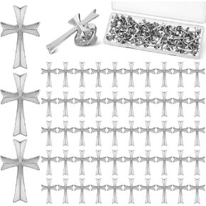 Yinkin 50 Pcs Cross Pins Bulk Jesus Lapel Pins Christian Memorial Brooch for Men Women Chaplain Church Prayer Activities