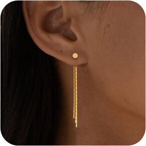 Gold Earrings for Women, 14K Dangle Earrings for Women Trend, Hypoallergenic Gold-Plated Long Tassel Drop Chain Delicate Elegant Earrings
