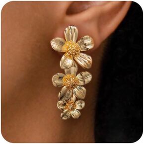 أقراط Vriua Dangle للنساء - 14 كيلو بايت بيان مطلي بالذهبية ، قطرة ، الزفاف ، الزفاف ، الزفاف ، الزفاف ، الزفاف ، المجوهرات العصرية