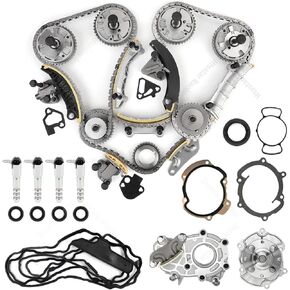 Engine Timing Chain Kit Compatible with Buick Cadillac Chevrolet GMC Pontiac Saab Saturn Suzuki Acadia Traverse Enclave Caprice Equinox 2007-2022 3.6 3.2 3.0 2.8 w/Oil Pump Water Pump