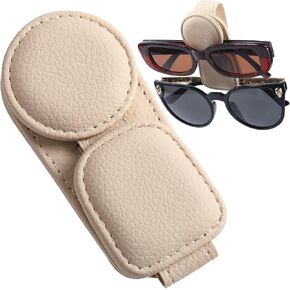 حامل النظارات الشمسية Konohan للسيارة Leator Leather Eyeglass Hanger Magnetic Grasser مع 2 مقاطع (رمادي فاتح)