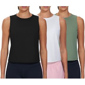 THE GYM PEOPLE Women's Workout Tank Tops 3 Pack Quick Dry Athletic Running Sleeveless Shirts