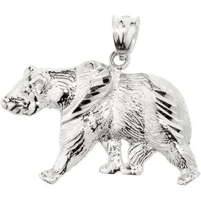 Animal Kingdom 925 Sterling Silver Grizzly Bear Pendant