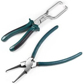 2 Pcs Electrical Disconnect Pliers, Electrical Connector Disconnect Pliers, Fuel Filter Caliper for Cars Long Spark Plug Removal Pliers Pipe Plier Universal Pipe Clip Repair Tool