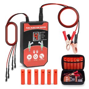 Universal Fuel Injector Tester Cleaner Tool Kit Automobile Fuel Injector Cleaner Kit, 8 Pulse Modes, 6 Size Cleaning Adapters, 12V/5V Output Power DIY Fuel Injector Tester Cleaner