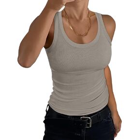 EADINVE Women's Scoop Neck Ribbed Tank Top Summer Basic Sleeveless Racerback Slim Fit Tops Shirts 2025 in Kuwait