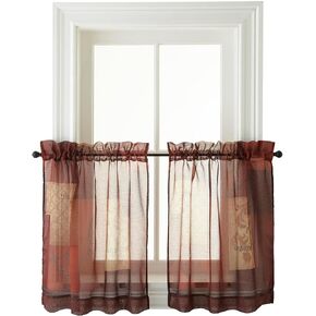 رقم 918 Eden Inspirational patchwork شبه القضيب الجيبي المطبخ للستائر ، 56 "× 24" ، متعددة